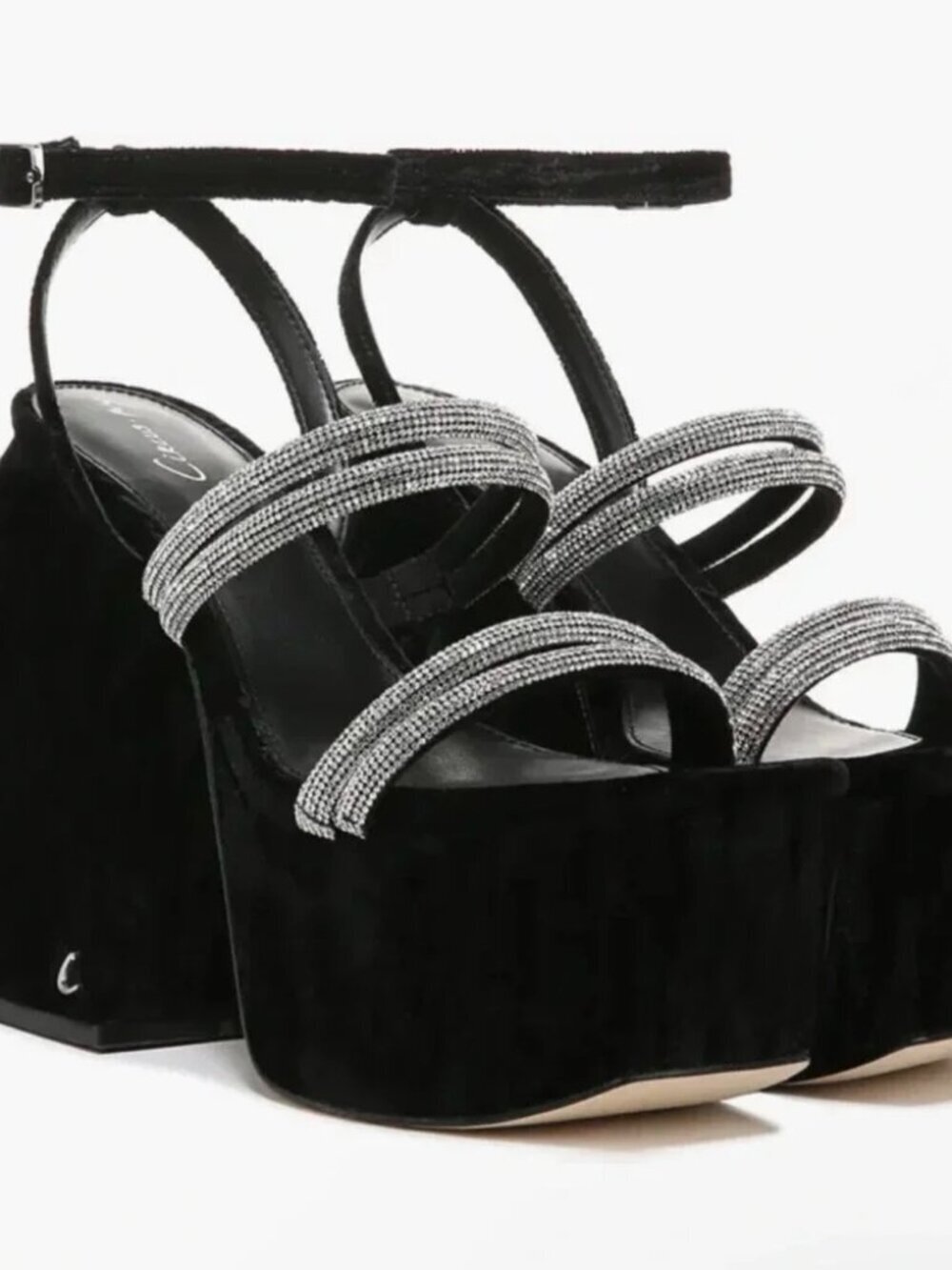 Circus NY by Sam Edelman Mila Jewel Platform Sandal Shoe Black Ankle Strap 8.5